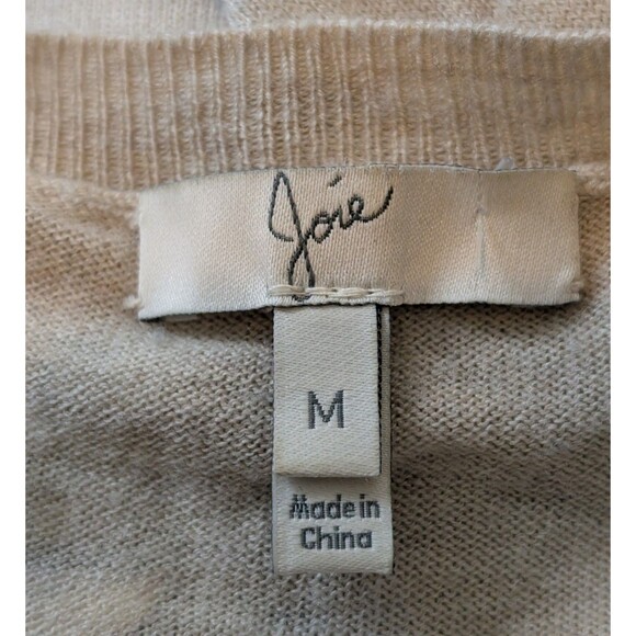 Joie Size M Sweater Eloisa Floral Print Knit Oatmeal Wool Blend Soft Casual - Picture 7 of 9